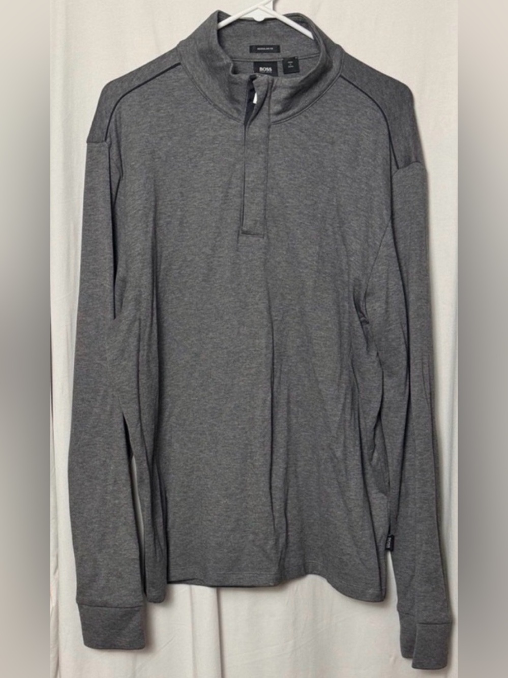BOSS Hugo Boss Gray Regular Fit Long Sleeve 1/4 Zip Pullover Sweater Size XL